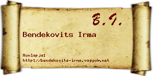 Bendekovits Irma névjegykártya