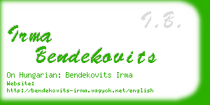 irma bendekovits business card